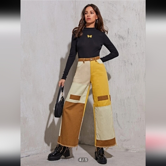 Colorblock Wide-Leg Pants Size Large - Picture 4 of 10